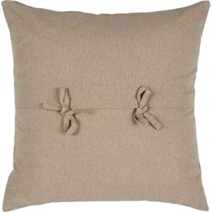 VHC Brands Sawyer Mill Pig Nature Print Chambray Cotton Farmhouse Bedding Stenciled Square 18x18 Filled Pillow, One Size, Khaki Tan