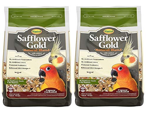 Higgins 2 Pack of Safflower Gold Natural Blend Conure and Cockatiel Food, 3 Pounds Each