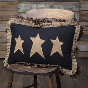 VHC Brands Heritage Farms Primitive Stars Pillow 14x22 Country Primitive Bedding Accessory, Black