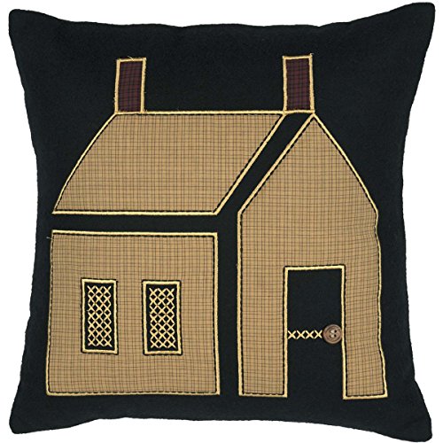 VHC Brands Heritage Farms Primitive House Pillow 18x18 Country Primitive Bedding Accessory, Black