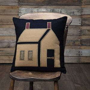VHC Brands Heritage Farms Primitive House Pillow 18x18 Country Primitive Bedding Accessory, Black