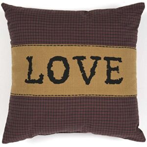 vhc brands heritage farms love pillow 12x12 country primitive bedding accessory, burgundy