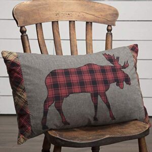vhc brands rustic & lodge pillows & throws-cumberland applique moose 14" x 22" pillow, 14x22, pewter grey