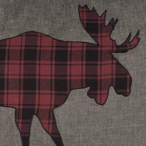 VHC Brands Rustic & Lodge Pillows & Throws-Cumberland Applique Moose 14" x 22" Pillow, 14x22, Pewter Grey
