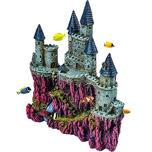 Miracliy Castle Aquarium Decoration for Fish Tank, Large Resin Castle Decor for Fish Hideaway