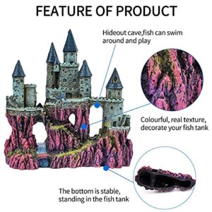 Miracliy Castle Aquarium Decoration for Fish Tank, Large Resin Castle Decor for Fish Hideaway