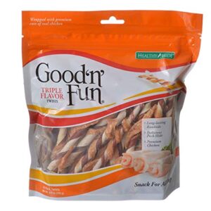 good'n'fun healthy hide triple twists snack for dogs treats, 8.6 oz.