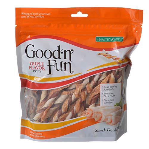 Good'n'Fun Healthy Hide Triple Twists Snack For Dogs Treats, 8.6 oz.