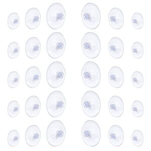 whaline 30 packs suction cup plastic sucker pads without hooks, clear, 3 size, 45 mm, 30 mm, 20 mm
