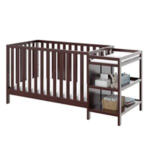 storkcraft pacific 4-in-1 convertible crib and changer, espresso easily converts to toddler bed, day bed or full bed, 3 position adjustable height mattress