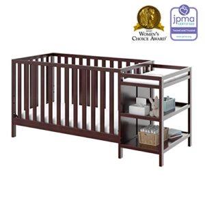 Storkcraft Pacific 4-in-1 Convertible Crib and Changer, Espresso Easily Converts to Toddler Bed, Day Bed or Full Bed, 3 Position Adjustable Height Mattress