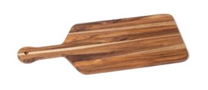 lipper international teak wood edge grain kitchen paddle board for serving, large, 20" x 8" x 3/4"