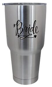 epic designs cups drinkware tumbler sticker - bride - wedding bridal party sticker decal (black)