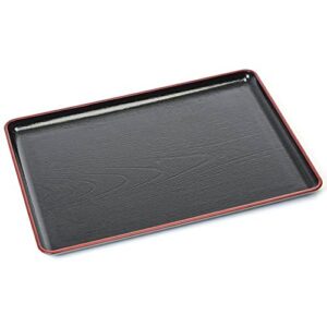 japanbargain 4127, large japanese serving tay plastic lacquered tray for eating tea serving tray ottoman coffee table tray tv tray butler tray, black and red color, made in japan, 19x14-1/2 inch