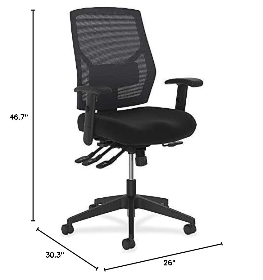 HON Crio High-Back Task Chair -Mesh Back Computer Chair with Asynchronous Control for Office Desk, in Black (HVL582)