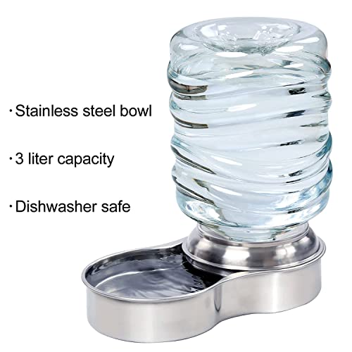 Etna Stainless Steel Pet Dog Cat Water Fountain Bowl, Holds 3 Liters