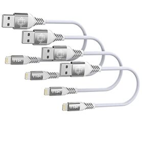 tt&c short iphone lightning cable 6 inch charger sync and charging data cord for iphone 14/14 pro/ 14 pro max/ 13/13 pro / 12/11/ xs/xs max/xr/x/ 8 plus/ipad - white 4pack