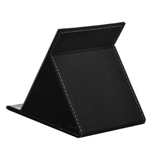 JOLY Protable PU Leather Mirror Folding Desktop Makeup Mirror with Adjustable Stand for Personal Use,Travelling (S, Black)