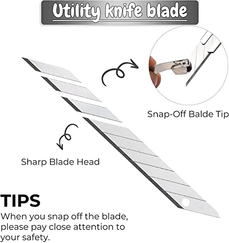 Gebildet 2pcs 9mm Utility Knife with 20pcs Replaceable Blades -Auto Vinyl Cutting Knife Tint Film Hand Tools