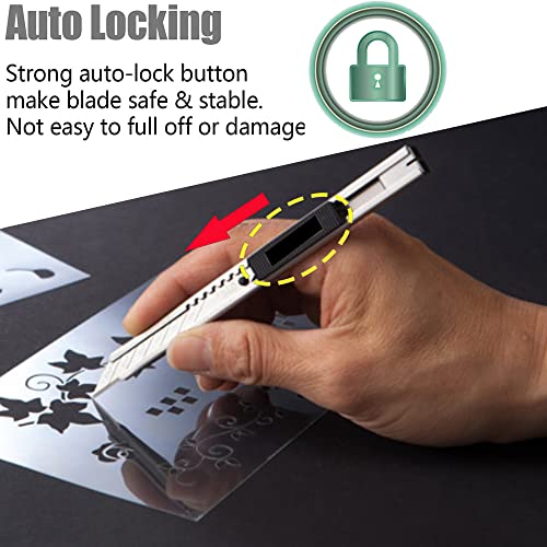 Gebildet 2pcs 9mm Utility Knife with 20pcs Replaceable Blades -Auto Vinyl Cutting Knife Tint Film Hand Tools