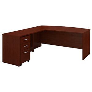 bush business furniture series c 72w bow front l shaped desk with 48w return and mobile file cabinet in mahogany