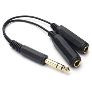 siyear 6.35mm 1/4 inch male plug stereo to 2 dual 1/4 "trs female jack connector audio speaker cable, y splitter adapter cable (20cm / 8inch)