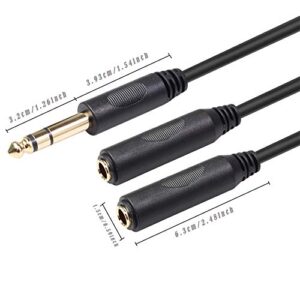 SiYear 6.35mm 1/4 inch Male Plug Stereo to 2 Dual 1/4 "TRS Female Jack Connector Audio Speaker Cable, Y Splitter Adapter Cable (20CM / 8Inch)