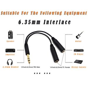 SiYear 6.35mm 1/4 inch Male Plug Stereo to 2 Dual 1/4 "TRS Female Jack Connector Audio Speaker Cable, Y Splitter Adapter Cable (20CM / 8Inch)