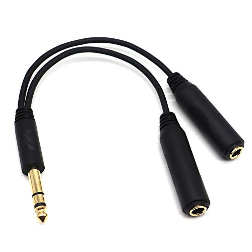 SiYear 6.35mm 1/4 inch Male Plug Stereo to 2 Dual 1/4 "TRS Female Jack Connector Audio Speaker Cable, Y Splitter Adapter Cable (20CM / 8Inch)