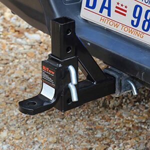HITOWMFG Class III/IV 8-Position Adjustable Trailer Receiver Ball Mount with 2 Sets Pin&Clips for (GTW 6,000 lbs)