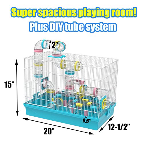 GNB PET Super Large Hamster DIY 20‘’x12''x15'' Cage Habitat with Complete Tunnel Module (Black)