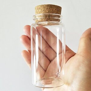 luo house 3pcs 100ml small glass bottles vials jars glass with cork stopper storage bottle 100ml 47x90mm(1.85x3.54inch)