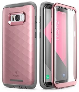 galaxy s8 case, clayco [hera series] [updated version] full-body rugged case with built-in screen protector for samsung galaxy s8 (2017 release) (rosegold)