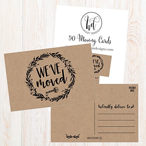 Set of 50 Rustic Kraft We've Moved Postcards, Change of New Address Moving Announcements, House Warming Gifts, Weve Moved Cards, We Have Just Moved Note Cards, Pack of Real Estate Home Postcard