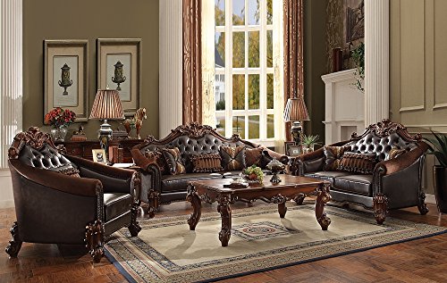 ACME Vendome II Loveseat w/3 Pillows - 53131 - 2-Tone Dark Brown PU & Cherry