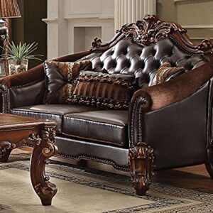 ACME Vendome II Loveseat w/3 Pillows - 53131 - 2-Tone Dark Brown PU & Cherry