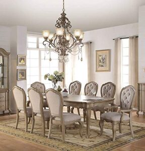 acme chelmsford antique taupe dining table