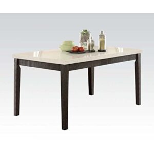 acme furniture nolan dining table, white marble/salvage dark oak
