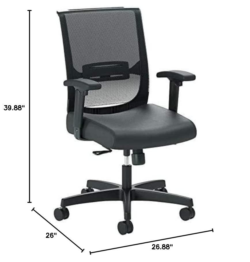 The HON Company Convergence Task Chair, Synchro-Titl with Seat Slide, Black Vinyl