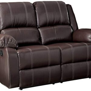 ACME FURNITURE Zuriel Brown Faux Leather Reclining Loveseat