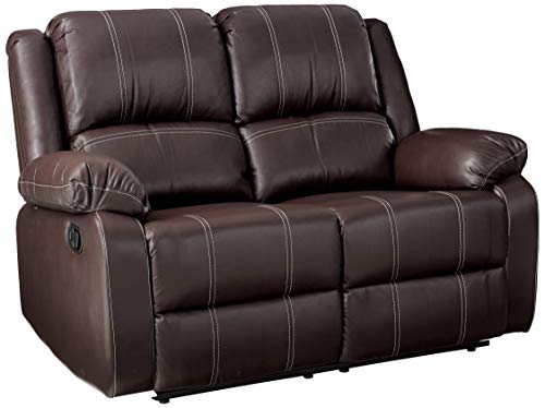 ACME FURNITURE Zuriel Brown Faux Leather Reclining Loveseat