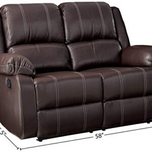 ACME FURNITURE Zuriel Brown Faux Leather Reclining Loveseat