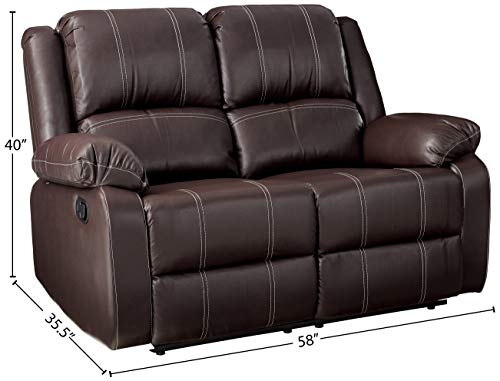 ACME FURNITURE Zuriel Brown Faux Leather Reclining Loveseat