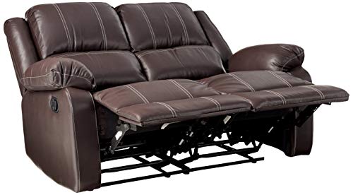 ACME FURNITURE Zuriel Brown Faux Leather Reclining Loveseat