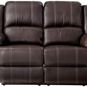 ACME FURNITURE Zuriel Brown Faux Leather Reclining Loveseat