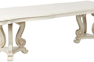 ACME Furniture Ragenardus Double Pedestal Dining Table, Antique White