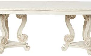 ACME Furniture Ragenardus Double Pedestal Dining Table, Antique White