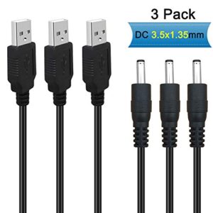 SCOVEE 3Pack 6FT 5V DC Power Cord USB to DC 3.5mm x 1.35mm Barrel Jack Adapter Connector Charging Cable Plug