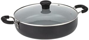 t-fal specialty ceramic dishwasher oven safe everyday pan, 12"/ 5 qt, black