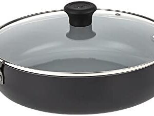 T-fal Specialty Ceramic Dishwasher Oven Safe Everyday Pan, 12"/ 5 qt, Black